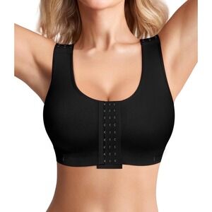 BRABIC Women Front Closure Post Surgery Compression Bra Mastectomy Black Small